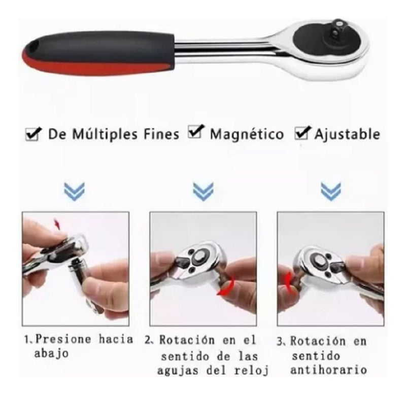 Juego De Herramientas Mecánicas Dados Llaves Acero 46 Pcs