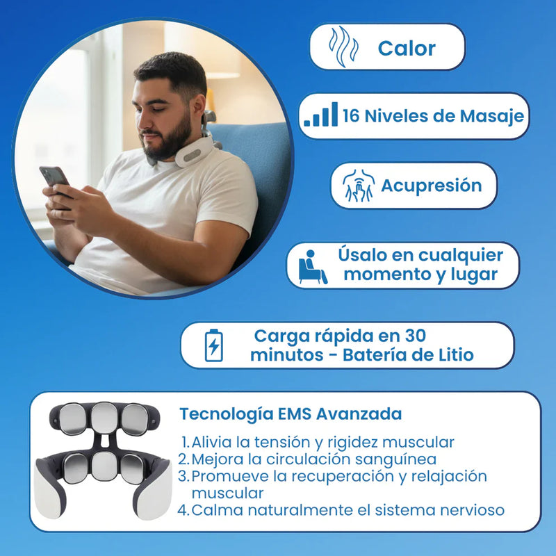 Masajeador Cervicalix Pro 2.0™ + Almohada Quiropráctica + Parches (GRATIS)